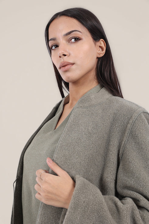 Short coat in furry wool blend